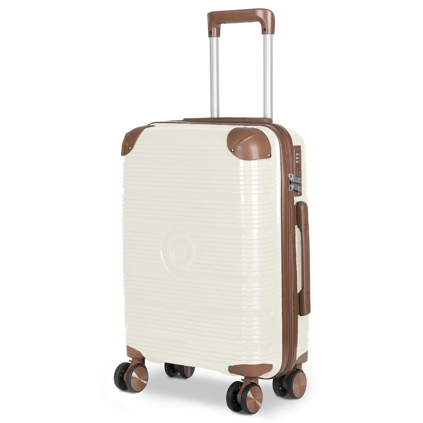 MERCURY TEXTIL- Maleta de Viaje de Cabina con Cierre de Seguridad, Equipaje de Mano Rígido y Resistente de Polipropileno con Ruedas Dobles Giratorias 360º, PP Suitcase. (Esquina Hueso)