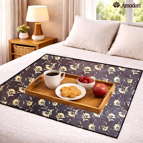 Image of Waterproof Bed Server Mat /Food Mat /Bedsheet Protector | Reversible | 2-Layer Heavy Material | Multi-Purpose Place Mat (Colour & Print May Vary) (floral-23)