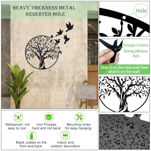 Pduoduo Tree Life Metal Wall Art,Tree of Life Metal Wall Hanging Decor - Image 3