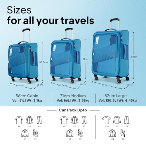 Image of American Tourister Spruce Spinner 82cm Cobalt Blue Polyester Softside Luggage with TSA Lock (Trolley /Suitcase)