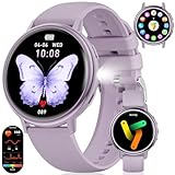 Smartwatch Damen mit Taschenlampe, 1,26‘’ HD Display Fitnessuhr für Frauen mit Anrufannahme, Herzfrequenz-/Schlaf-/SpO2-Monitor, IP68 Wasserdicht, 110+ Sportmodi Smart Watch für iOS Android, Lila
