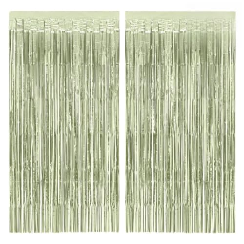 xo, Fetti 2pk Sage Green Foil Curtain | Camp Bachelorette, Birthday Decor