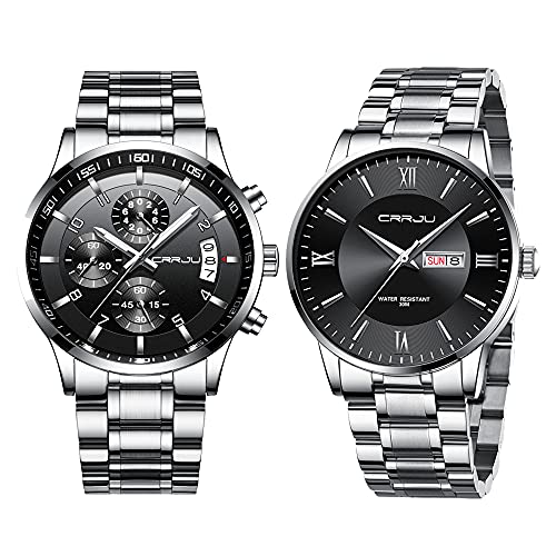 CRRJU Fashion Watches for Men,Casual Calendar Militry 3ATM Waterproof Watches,316L Stainsteel Steel Strap Watchâ€¦