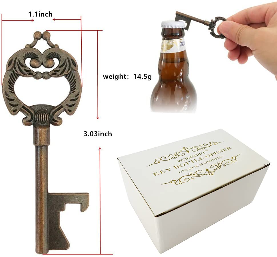 Flaschenöffner-Set Für Hochzeiten & Partys – 100 Stück, Goldene Skelettschlüssel, Mit Karten & Ketten