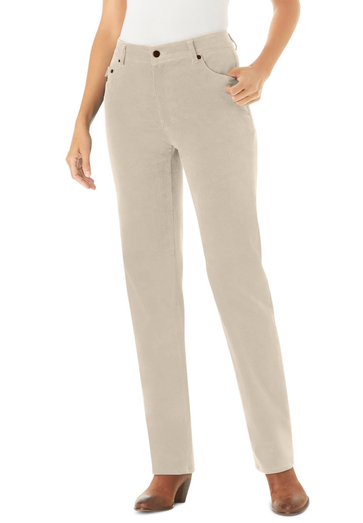 Woman Within Plus Size Corduroy Straight Leg Stretch Pant