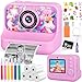 ZQEJEFD Camara Fotos Infantil Instantanea,1080P 2,4" HD Cámara Instantánea para Niños con 32GB Tarjeta,Papel de Impresión y Bolígrafos de Colores,Selfi Camara Instanea,Regalo para Niños de 3 a 12 Años