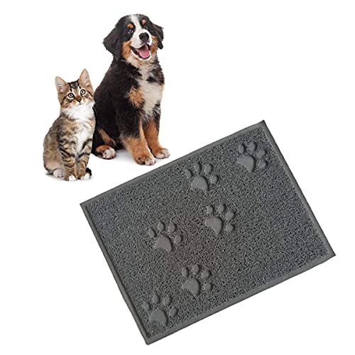 JieGuanG Alfombrilla de comida para mascotas, bandeja de alimentación antideslizante impermeable para perros y gatos (gris)