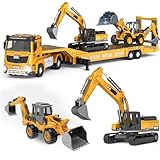 Construction Carrier Trucks Toy Set – Alloy Inertia Driving 1:40 & 1:55 Simulation Model Vehicles Toys, Including Excavator, Double Arm Excavator – Gifts for Ages 3-8, Boys and Girls