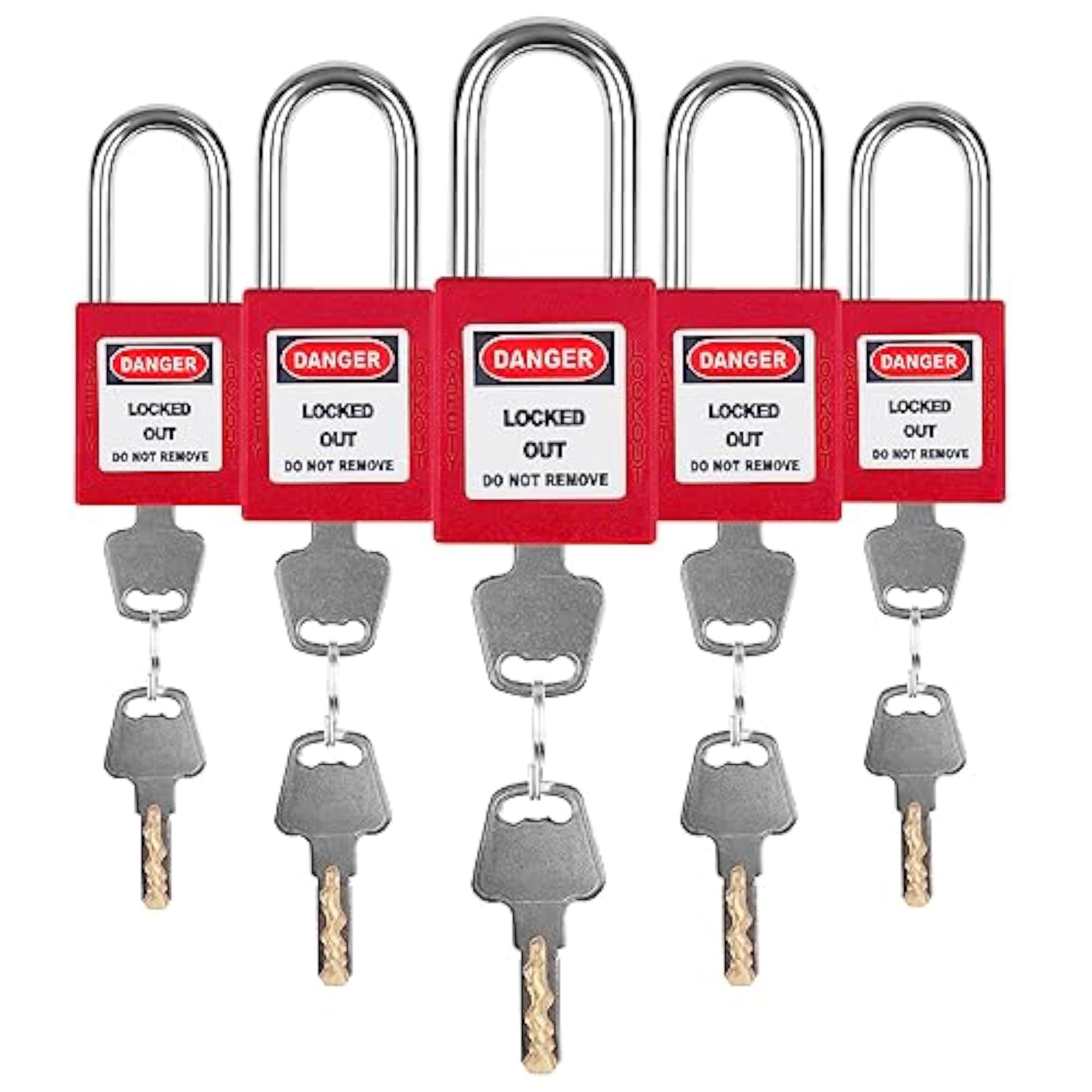 Red Loto Locks - 5pcs Keyed Different Safety Padlocks