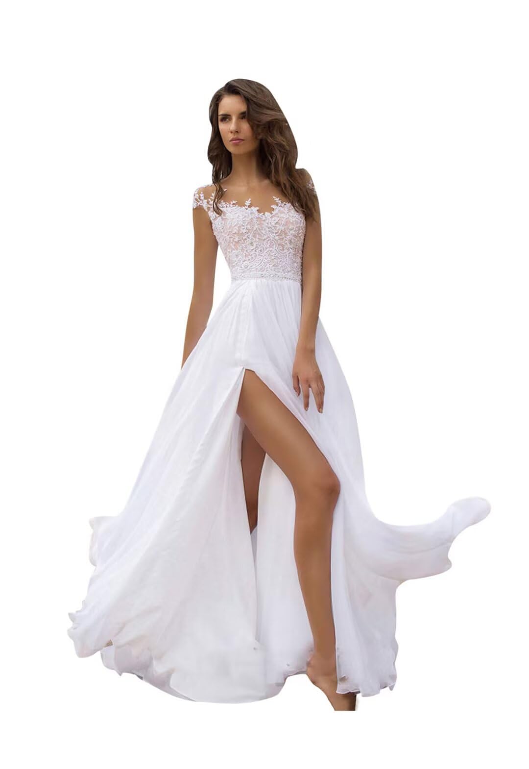 Beach Mermaid Wedding Dresses for Bride 2025 Lace Appliques Tulle Boho Bride Dress with Train