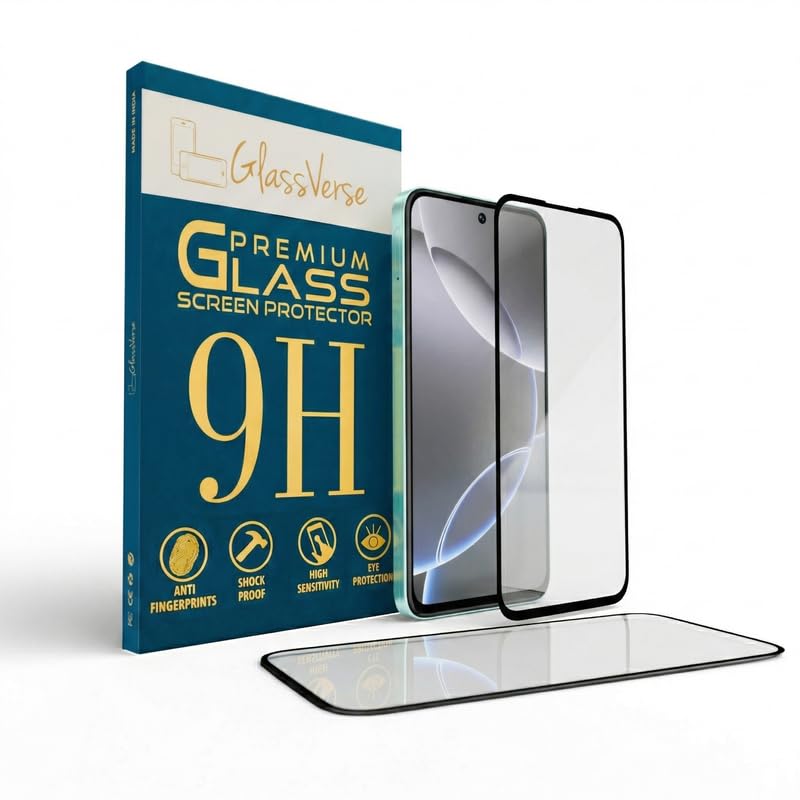 Image of GlassVerse PureView Tempered Glass for Realme C55 | Crystal Clear, 9H Hardness Screen Protector, Edge to Edge, Case Friendly, Hassle-less Installation Kit Included. (Pack of 2)