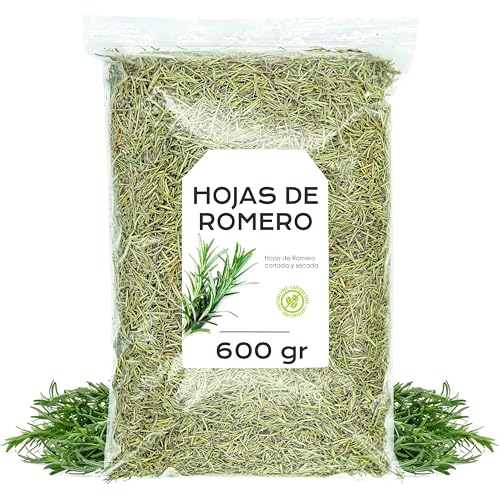 Romero Seco 600 gr - Hojas de Romero para Infusion o Te - Especia Ideal para uso en Cocina - A granel - Propiedades Naturales