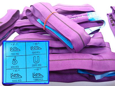 Profi Rundschlingen 1t 1m Umfang Hebebänder Hebeschlingen ENorm1492-2 Lila (4er-Set)