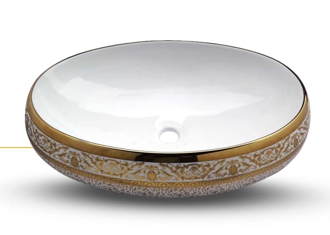 BASIN WORLD Latest Ceramic Wash Basin Countertop Tabletop Bathroom Sink Wash Basin (24 x 16 x 6 INCH) EQ-242 2