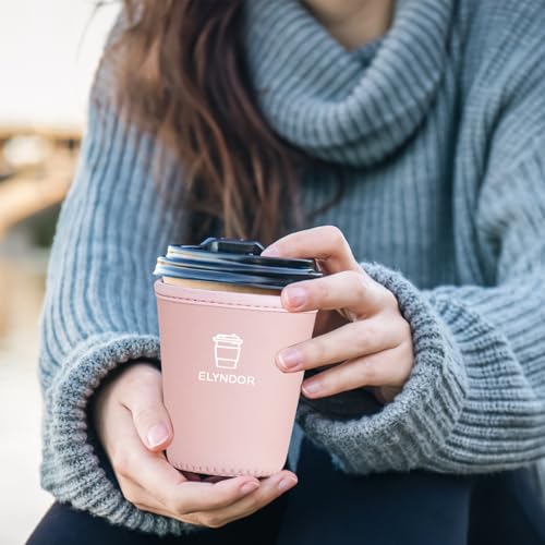 Image of Reusable Insulated Sleeve for Iced Coffee Cup, 3-Pack Coffee Neoprene Drink Sleeve for Cold & Hot Drinks, Beverage Holder for Iced Coffee (Pink Solid)
