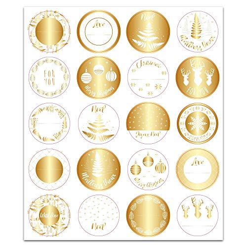 Toga Stickers Packaging, White and Gold, 3 x 3 cm, Set of 5, White / Gold