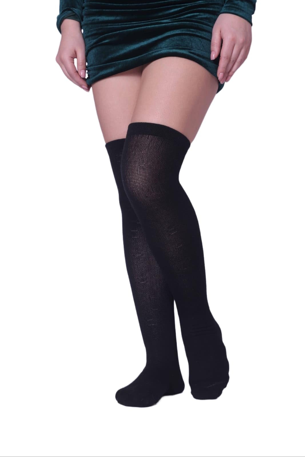 KRIDEZ Premium Fashionable Designer Thigh High Socks Extra Long Cotton Knitted Thick Thermal for Women Winter Wear Knee Length Leg Tall Long Boot Cuffs Cap Stocking Girls Stripe Warmer Stockings
