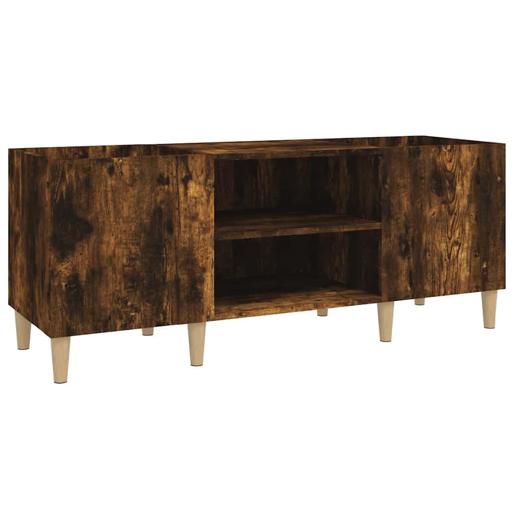 Armadietto per dischi in legno di rovere affumicato, 121 x 38 x 48 cm, armadietto in vinile con molto spazio per collezione LP, credenza con gambe stabili in legno massello
