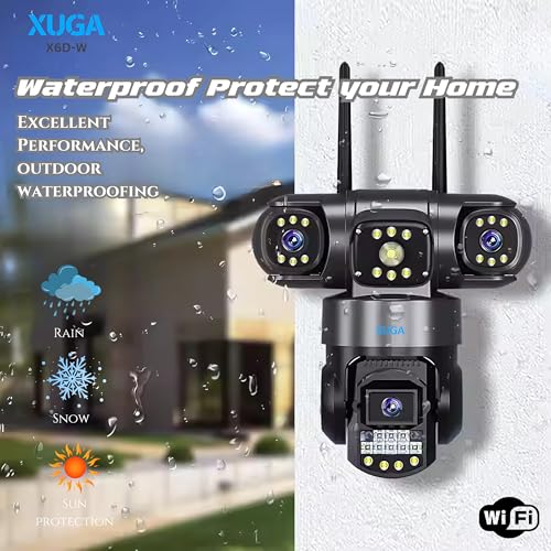 Image of XUGA Cybernautt Z6D 6MP 3 Lens WiFi PTZ Camera | 6MP FHD resolution with 3-view screen display. Supports up to 128GB storage, full color night vision, and AI motion alerts.