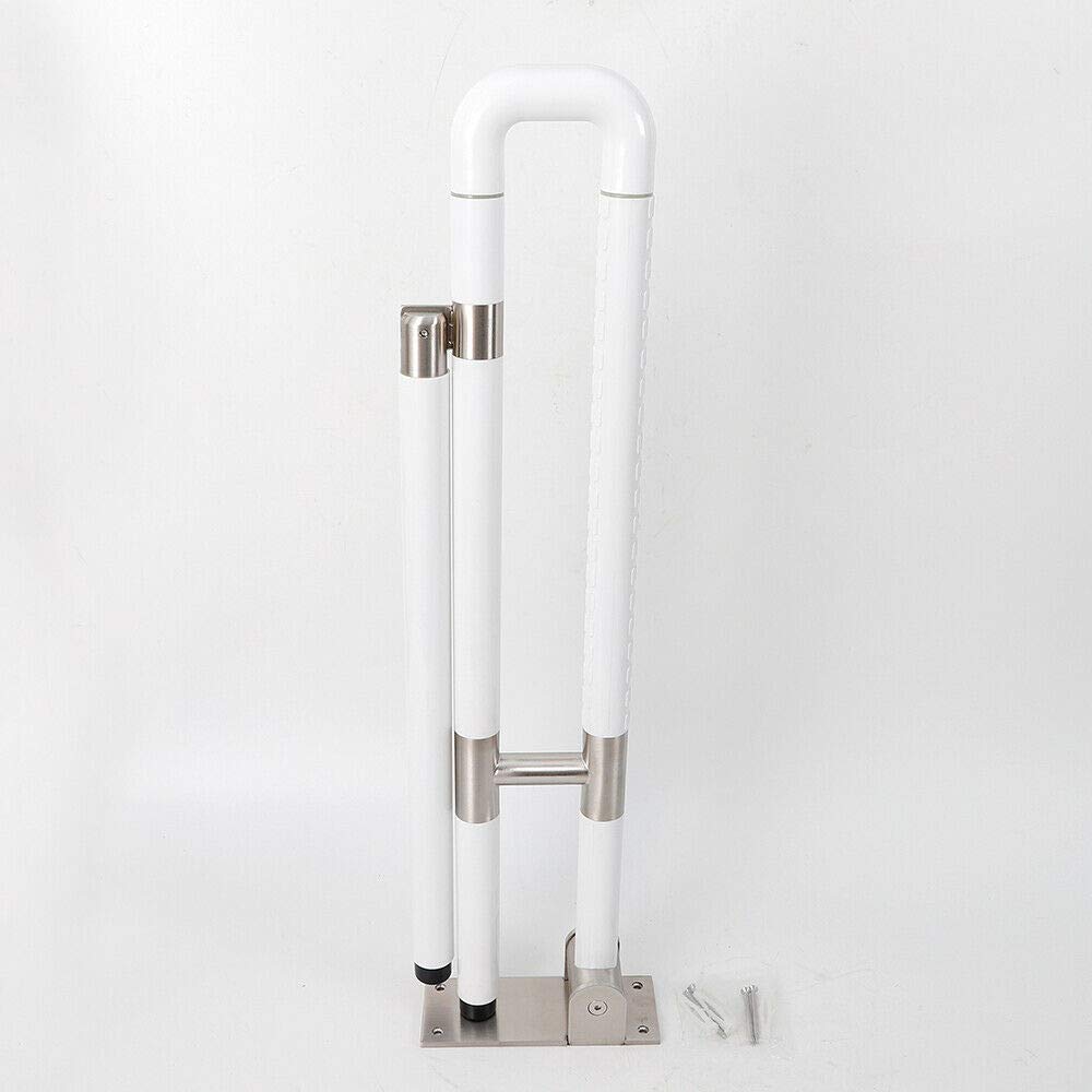 Futchoy Mango plegable de apoyo plegable de 60/75 cm, soporte de pared, antideslizante, con soporte de suelo, montaje en pared, para personas mayores, color blanco