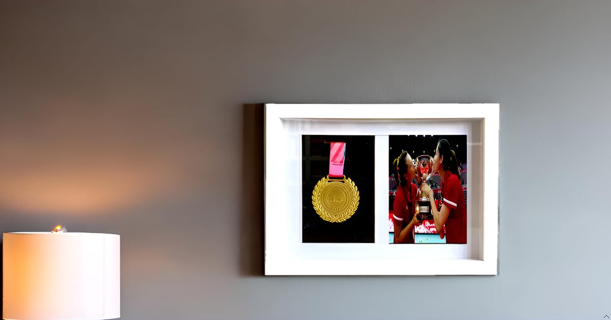 Soporte de exhibición de medallas, marco de caja, caja de sombra para medallas, baberos de carreras y exhibiciones de fotos, 1 estuche para medallas/marco de fotos para corredores de maratón