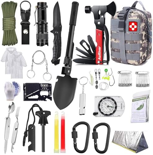 AuRiver Kit de Supervivencia, Equipo de Emergencia, Kit Supervive...