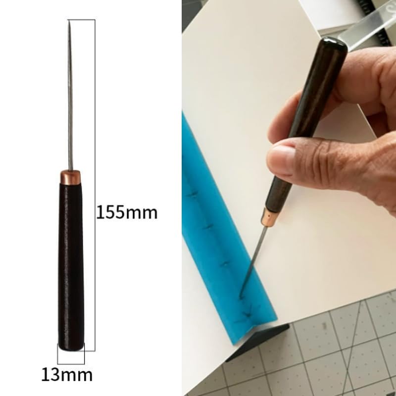 Awl Tool Set 3 PCS Wooden Handle Scratch Tailors Awl for Leather Craft Repair Set Sewing Piercing Awl Needle Tools Ideal for DIY Handmade Leather Pin Punch Hole Stitching Needlewor
