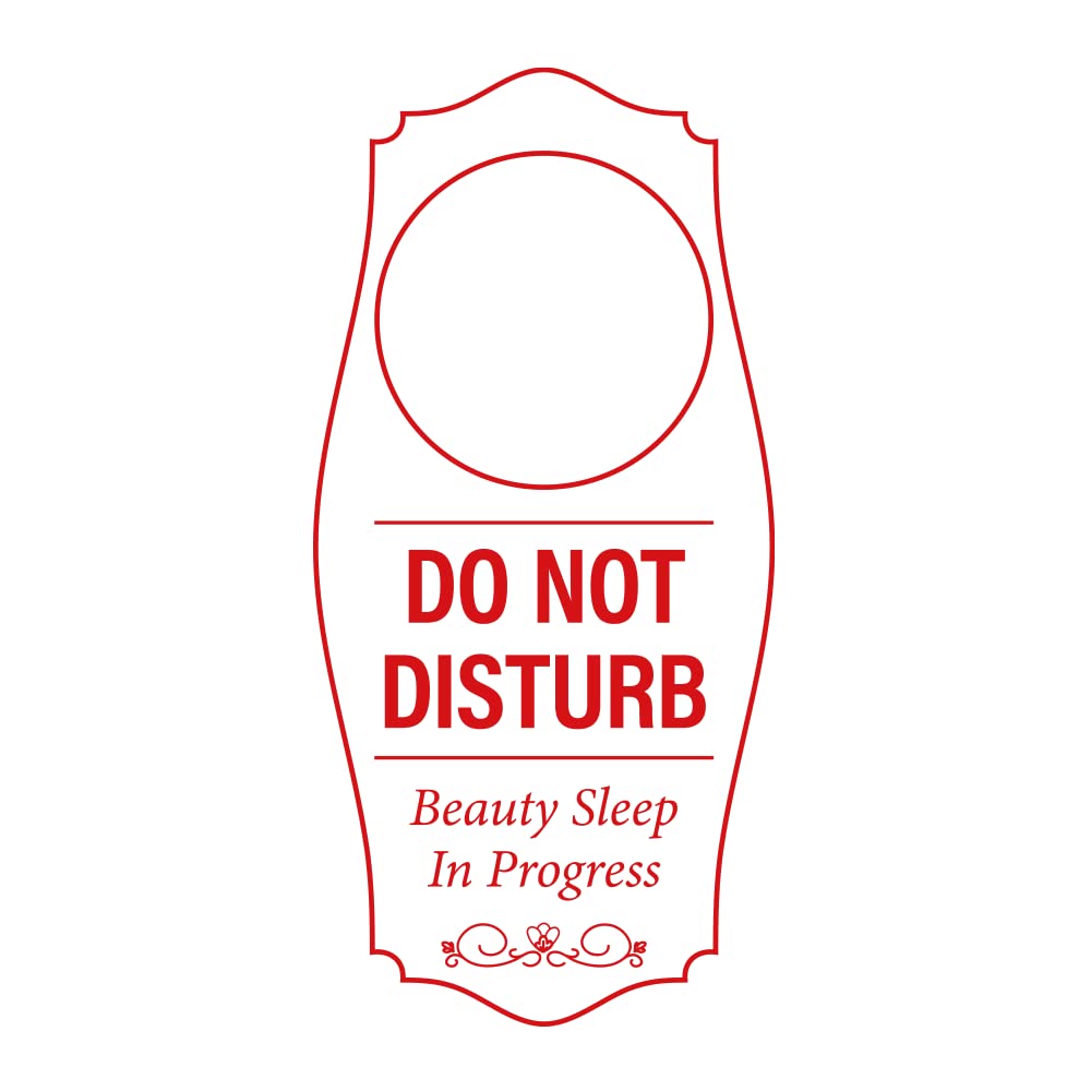 Signs ByLITA Do Not Disturb. Beauty Sleep In Progress Door Hanger - White Red, 4" x 8"