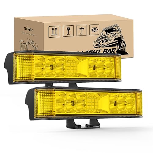 Image of Nilight Side Shooter LED Pods Yellow 2Pcs 6.5 Inch 60W Flood Spot Beam Offroad Driving Fog Work Light Bar for Tractor Boat SUV ATV UTV 4WD Car Truck Motorcycle Dirt Bike Golf Cart 12V 24V