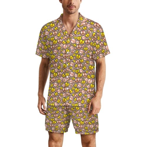 Pyjama court homme blanc chic en coton doux à col boutonné élégant