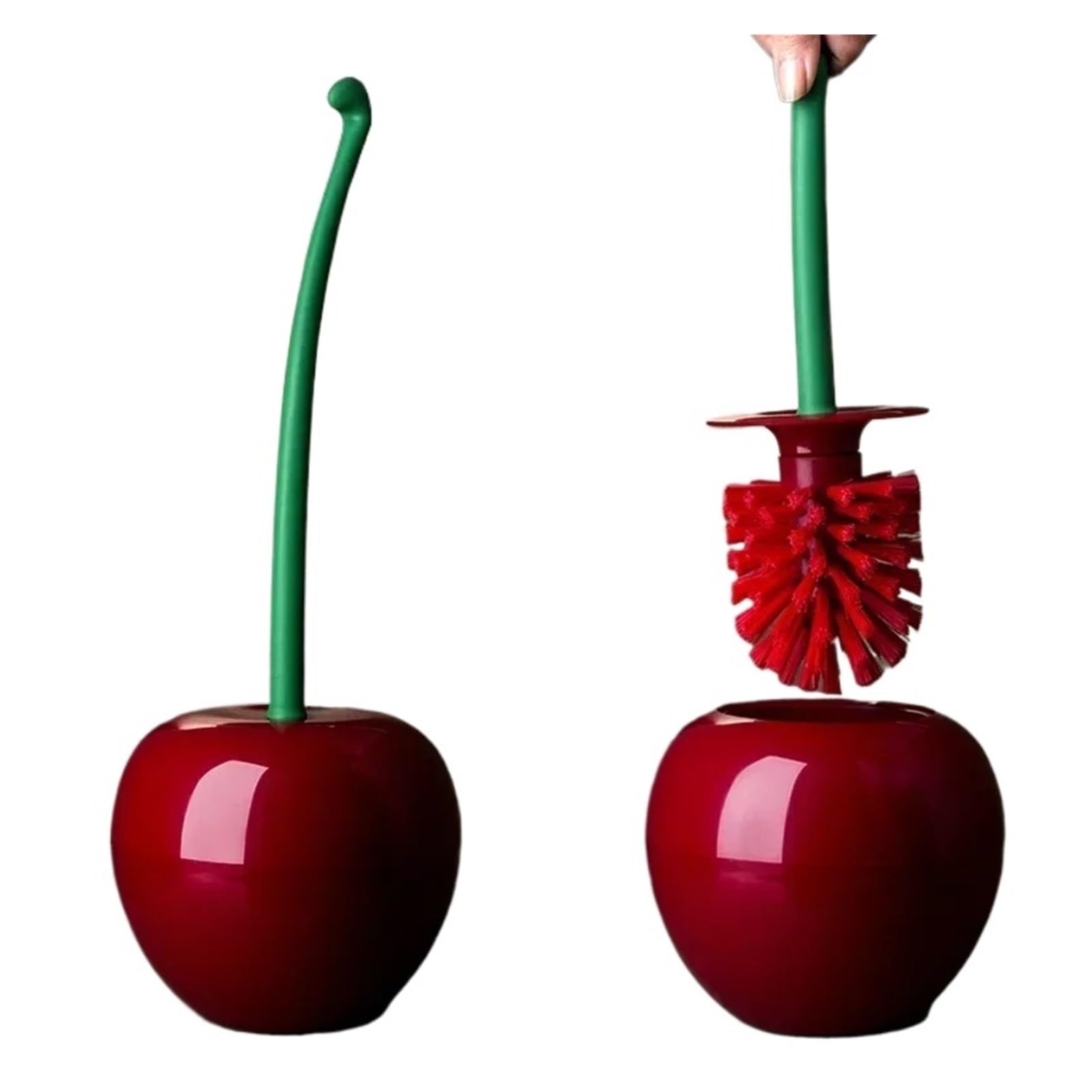 Toilet Brushes Red Toilet brush toilet holder bathroom accessories Creative Lovely Cherry Shape Lavatory Brush Toilet Brush Holder Set(Wine Red)