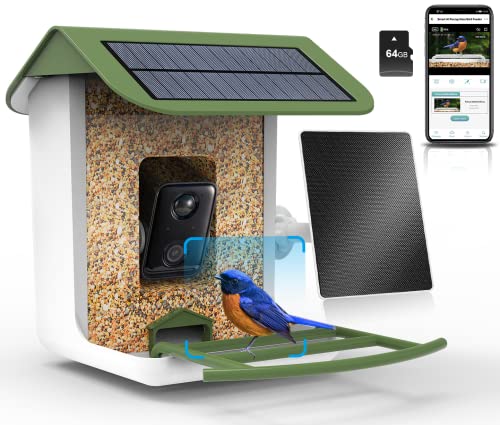 Voion Smart Bird Feeder With Camera Wireless Outdoor Camera Bird Feeders For Outside Solar Bird Watching Camera 1080P Hd,Bird Videos & App Notify, Ip65 Waterproof, Ai Identify Bird Species,64G Tf Card #TOP2
