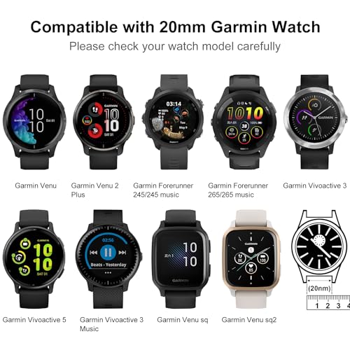 Pack de 8 correas elásticas de nylon 20mm compatibles Garmin miniatura 4
