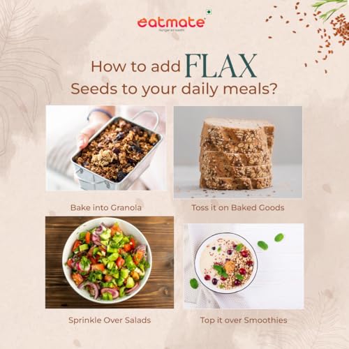 Image of Eatmate Premium Flax Seeds 250g | Raw & Natural Alsi Seeds | Rich in Protein & Dietary Fibre | High in Antioxidants & Iron | Healthy Superfood for Smoothies, Salads & Daily Nutrition