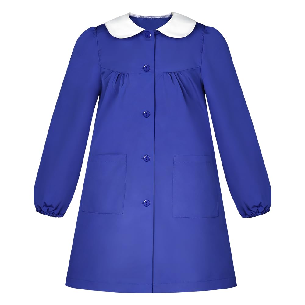 DiULi Grembiule Scuola Elementare Bambino Blu con Chiusura Bottoni, 12A