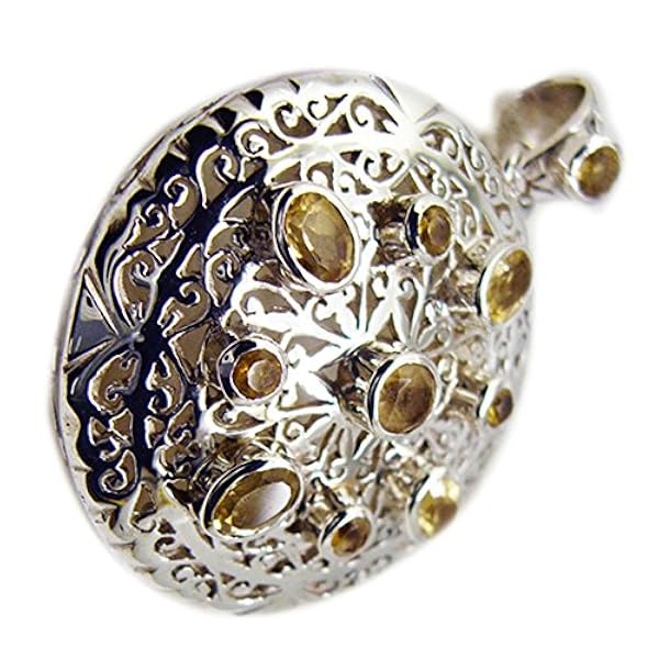 Gemsonclick Ciondolo citrino Naturale Regalo Donna Collana Chakra Healing Mixed Shape Vintage Statement