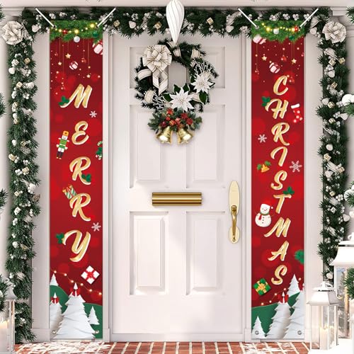 Koliphy Decoração natalícia, bandeira natalícia para porta para uso interior e exterior, faixa decorativa para festas de Natal, tecido espesso 180 x 30 cm