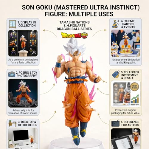 Image of Goku Ultra Instinct Action Figure 23CM Anime Collectible PVC Statue with Energy Aura Effect, Dynamic Floating Pose Display Model for Desk Decor, Anime Fans & Collectors (Goku Flying)