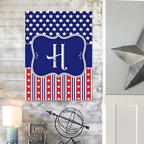 Panneau bois monogramme H pour decoration murale rustique - 8