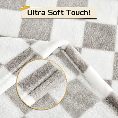 Image of Yurhap Checkered Baby Blanket Fleece Baby Blankets Neutral for Boys Girls, Super Soft Warm Lightweight Infant Toddler Newborn Receiving Gifts for Crib Stroller, 30x40 Inch, Greige