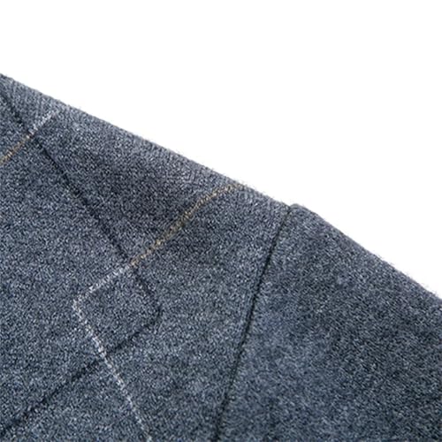 Men'S Retro Sweater Pullover Knitted V-Neck Thick Autumn and Winter Plaid Business Long-Sleeved Sweater4