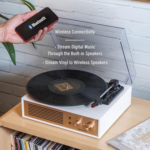Crosley CR6045A-CR Miles 3-Speed Bluetooth in/Out Record Player Turntable with Built-in Speakers, Crème - Les Beatles, Paul McCartney, John Lennon, RIngo Starr, George Harrison Crosley CR6045A-CR Miles 3-Speed Bluetooth in/Out Record Player Turntable with Built-in Speakers, Crème – Image 4