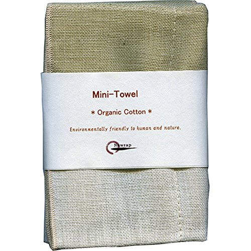 Image of Nawrap Organic Cotton Mini Towel - 4 Ply - 10 x 10 in - Green x Ivory