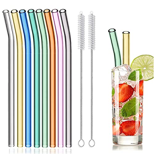 8 Pcs Reusable Eco-Friendly Glass Drinking Straws