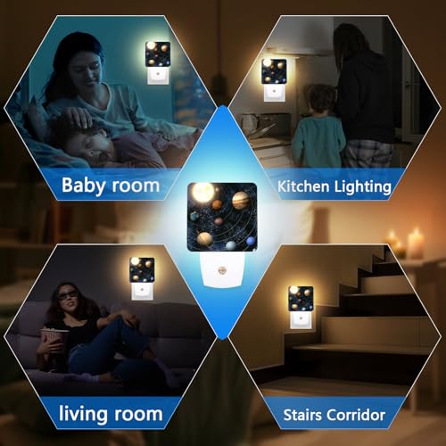 Image of Planet Night Light,Space Nightlight Plug into Wall,LED Lamp,Suitable for Bedrooms,Kitchens,Toilets,Etc.Auto Sensor Dusk to Dawn,Energy-Saving