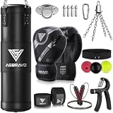 ASBRAVO Boxsack Set für Erwachsene, 120cm Schweren mit 12oz Boxhandschuhen