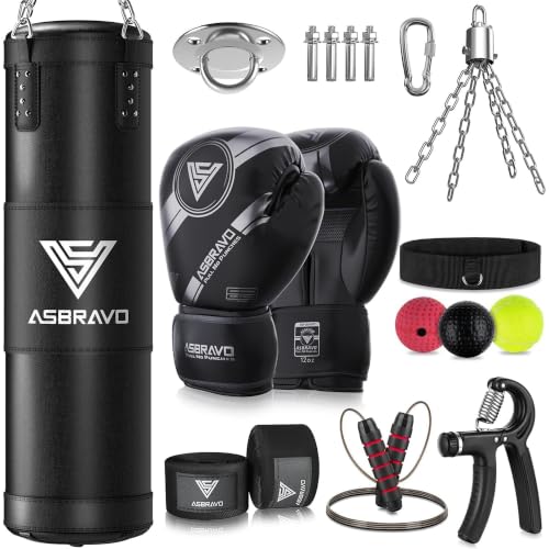 ASBRAVO Punch Bag Set for Adults, 120 cm Heavy with 12 ...