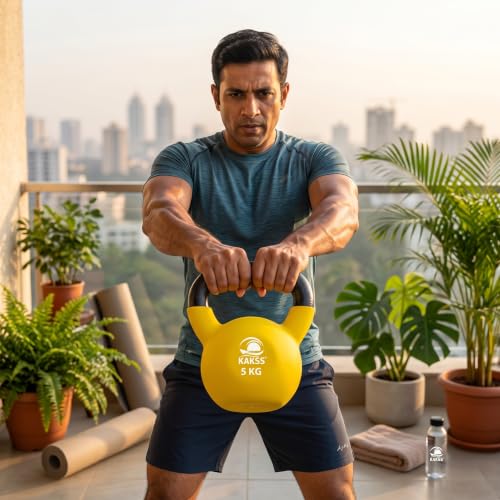 Image of Kakss Half Coating Neoprene Kettlebell (Yellow, 8 KG)