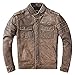 Mens Cafe Racer Jacket - Distressed Leather Men Vintage Brown Genuine Lambskin Biker Jackets Slim Fit (Extra Large), X-Large, D4U-VCDBJ