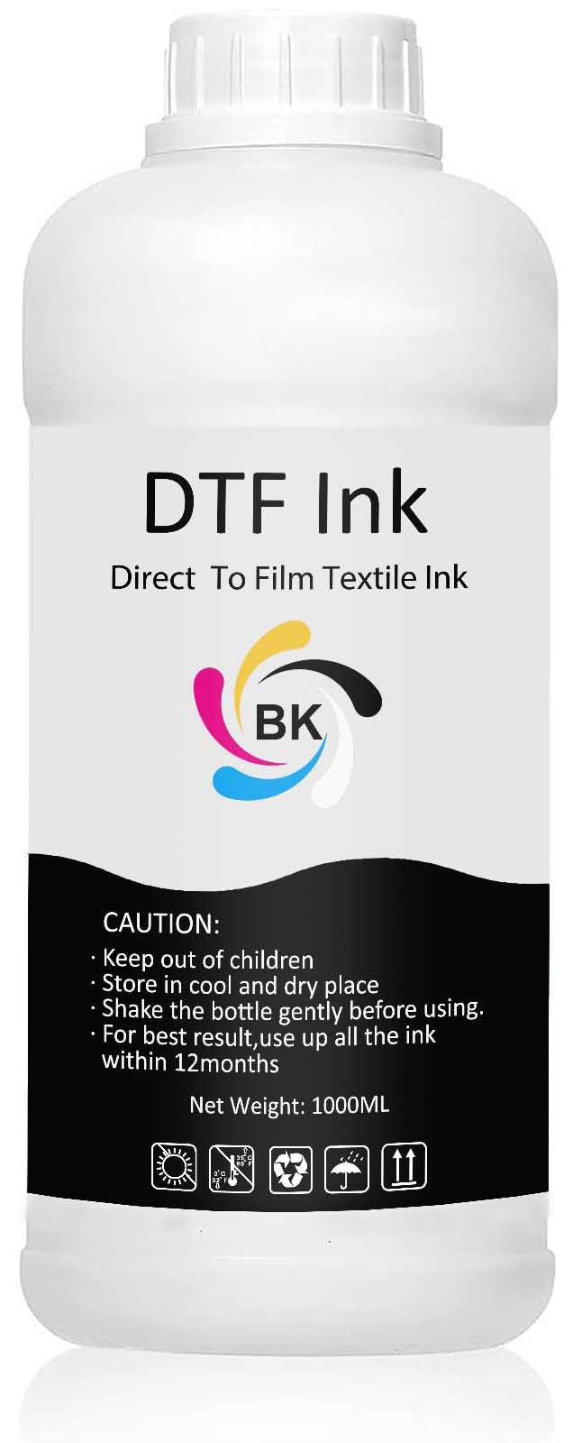 DTF Ink Black 1000ML Refill for Printhead DX5 DX7 5113 XP600 L3200 4720 TX800 L1800 L805 R1390 DTF Printer, for DTF Heat Transfer Film Printing (1 Pack, Black)